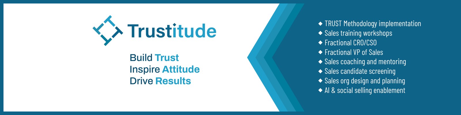 Trustitude LinkedIn banner listing our eight services