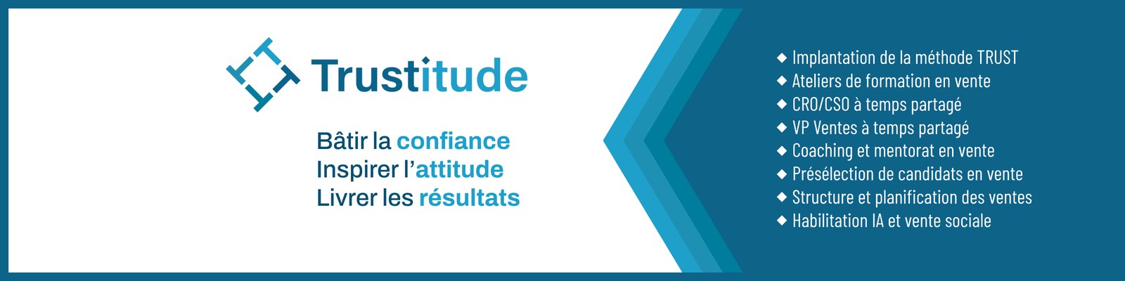 Bannière LinkedIn de Trustitude présentant nos huit services